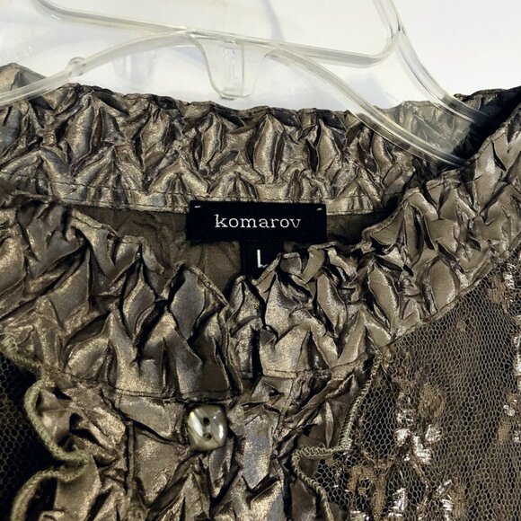 Komarov Designer Gold Two Piece Blouse and Pants Set, LARGE - Picture 2 of 4